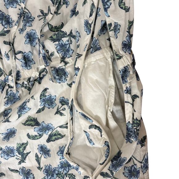 J.Crew Blue Floral Maxi Dress Women’s Medium Boho Ruffle Hem Summer V-Neck - Picture 8 of 10